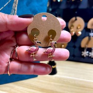 Gold flamingo pink earrings